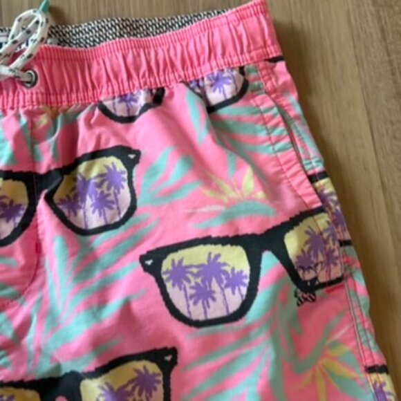 Party Pants Pink Swim Trunks Sunglasses Palm Trees Medium - Picture 4 of 7